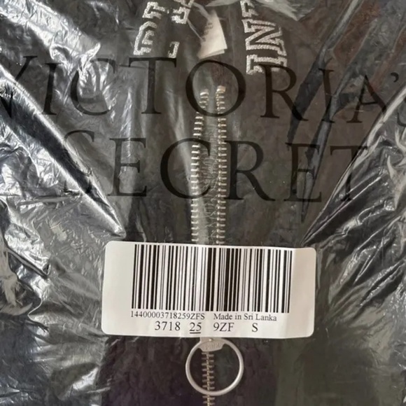 Victoria’s Secret PINK Bling Black Half-Zip Pullover Sherpa Hoodie, Small - Picture 7 of 10